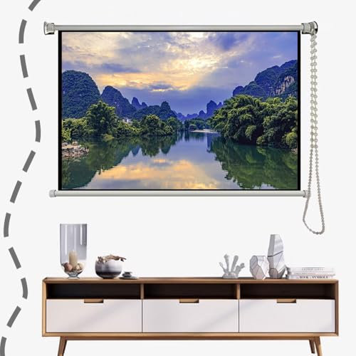 IMUNKT Schermo per Proiettore A Rullo 60 72 Pollici Schermo per Proiezione Manuale HD, Autobloccante, Montaggio A Parete 16:9, Antipiega(16:9,40in)