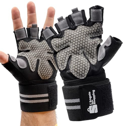 L'ANGOLO DELLO SHOPPING Fitnesshandschuhe für Damen und Herren zum Gewichtheben – Fitnesshandschuhe für mehr Komfort und rutschfesten Griff – sicher und atmungsaktiv (L)