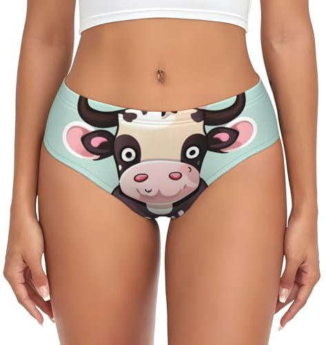 GFXEDSAH Culotte anti-humidité mignonne à imprimé vache noire, culotte pour femme, culotte en coton doux mélangé pour dames, Noir , XL