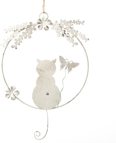 Logbuch-Verlag Katze Dekokranz Dekoartikel für Tür und Wand Türkranz Deko Geschenkidee für Katzenbesitzer Creme beige Ø 20 cm