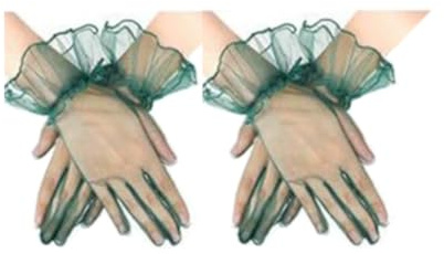 2 par bröllop brudhandskar korta spetshandskar handled handskar näthandskar spets korta handskar damhandskar körhandskar bröllop halloween avslutningsbal opera klänning accessoarer, Mörkgrön, 27cm