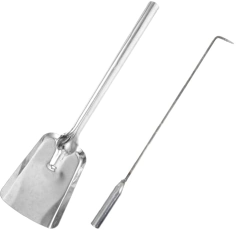 Alipis Set de Pince et Pelle à Feu Fonte Épaissie pour Cheminées et Foyers Ensemble Complet avec Pince et Pelle pour Feu Outil et Aux Températures pour Camping et Utilisation Extérieure