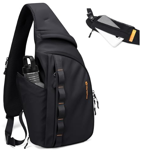 GOLF SUPAGS Mochila Cruzada para Hombre Mujer, Multifuncional Bolso Bandolera, Ligero Bolsa de Pecho para Trabajo, para Ciclismo, Correr, Senderismo, Viajes (Negro)