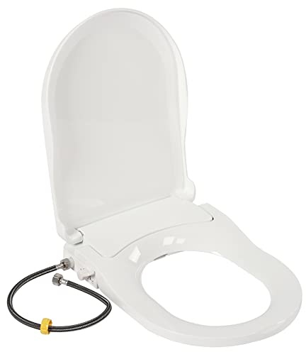Toalettsits med bidé, icke-elektrisk D-formad toalettsits med dubbla munstycken för rengöring av skinkor och intimdelar, automatisk sänkning, hygienisk och bekväm