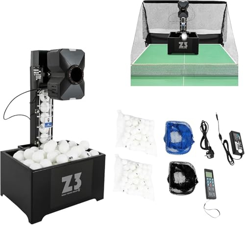 Tischtennis Roboter mit Netz, Tischtennis Roboter Ballmaschine mit Fernbedienung, Professionell Table Tennis Robot mit 10 Modi für Einzeltraining kein manuelles Ballsammeln