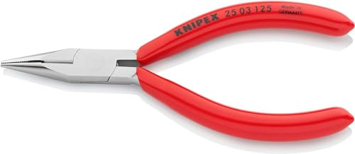 KNIPEX Snipe Nose Side Cutting Pliers (Radio Pliers) 125 mm, 25 03 125 | Chrome-Plated with Plastic Coating 125 mm