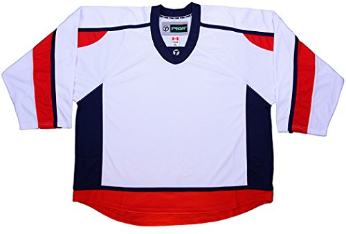 TronX Spielbekleidung DJ300 Junior Eishockey Trikot, Hockeybekleidung, Lange Ärmel (DE/NL/SE/PL, Alphanumerisch, S, M, Washington Capitals - White)