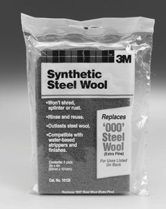 3M 10120NA #000 Extra Fine Synthetic Steel Wool Pads - Quantity 6