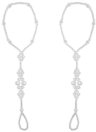 JEWSUN Barefoot Sandals - Bridal & Wedding Footless Sandals with Slave Anklet - Beaded Design