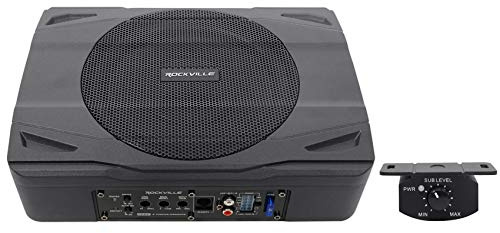Rockville SS8P 400W 8 Slim Under-Seat Active Subwoofer, High-Level Inputs, Cast Aluminum Enclosure, for Car/Truck Audio Systems