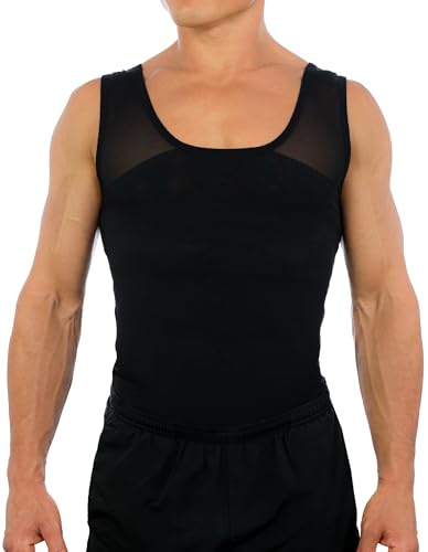 Esteem Apparel Camicia a compressione toracica da uomo originale per nascondere la ginecomastia Moobs (XX - Grande, Nero)