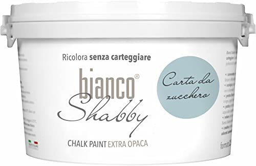 bianco Shabby® Carta da Zucchero Vattenbaserad kritfärg för alla ytor och perfekt för dekorativa effekter - Kritfärg extra matt (2,5 liter)