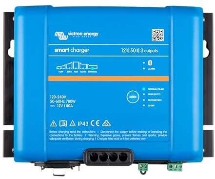 Victron Energy Smart IP43 12-Volt 50 Amp 230V, 3 Output Batterie Ladegerät, Bluetooth