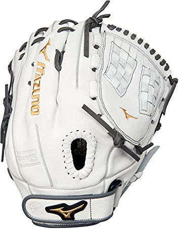 Mizuno MVP Prime Fastpitch Guante de Bola, Mujeres, Red Trident Blanca y Gris, 32 cm