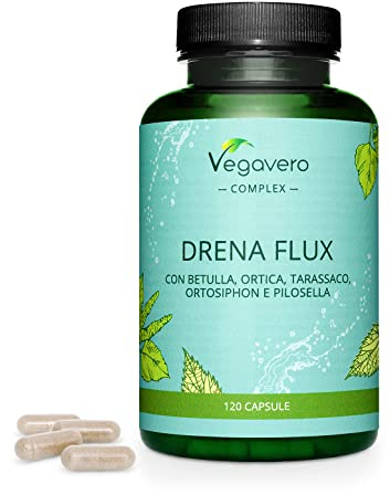 DRENANTE Forte | con Pilosella, Tarassaco, Orthosiphon, Ortica e Betulla | 4 Mesi di Fornitura | Diuretico per Ritenzione Idrica Gambe | Natural Detox | Vegan | Vegavero®