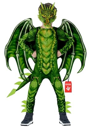 Morph Green Dragon kostym för barn, drakvinge kostymer för pojkar, halloween kostymer barn, pojkar halloween kostym, X-Large