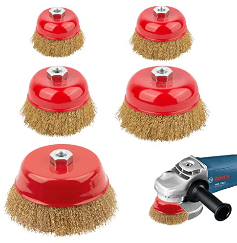 5 stycken trådborste flex borrmaskin, krukborste trådborste för vinkelslipar, M14 krukborste vinkelslip trådborste, krukborste för vinkelslip Ø 60 mm Ø 65 mm Ø 75 mm Ø 100 mm Ø 125 mm
