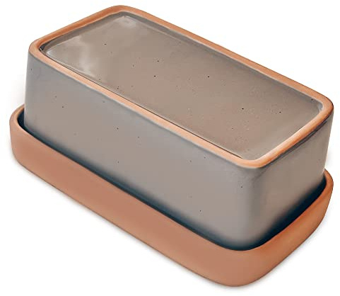 Mora Ceramic Two-in-One Butter Dish with Lid, Covered Butter Crock Container to Leave on Countertop - Large Storage Keeper/Holder for Kitchen, Gifts for Her, Butter Tray For Counter - Sesame Milk