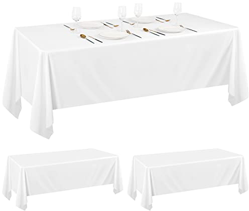 2Pack White Polyester Tablecloths 60 x 102 Inch for 6ft Rectangle Tables Polyester Table Cover Stain and Wrinkle Resistant Washable Table Cloth for Wedding Reception Banquet Party Restaurant