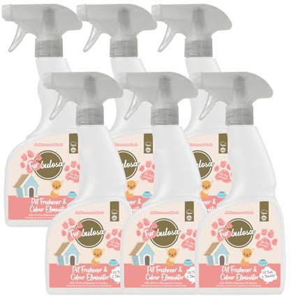 Fabulosa Furbulosa Pet Freshener & Odour Eliminator, Multi Purpose, Multi Surface Pet Disinfectant Liquid, Sofa, Upholstery, and Soft Furnishings Cleaner, 500ml, 6 Pack, Mediterranean Woods