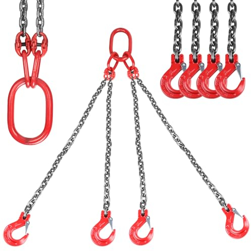 DBREAKS Chaîne de Levage, 4 Pieds Élingue de Chariot Élévateur Chaîne, 1m Élingue en Acier Allié, Chaîne de 8mm Capacité Charge, 6T Chaîne de Levage de Poids