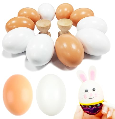Darryy 10 Stück Holzeier Nesteier für Hühner, Holzeier zum Bemalen Ostereier, Künstliche Holzeier Helfen Beim Legen, kann DIY Malerei hölzernen hölzernen Ei Handwerk, Ostern Dekoration
