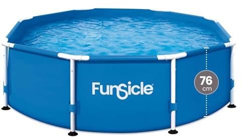 Funsicle 8ft x 30in Above Ground Activity Pool, Outdoor Round Swimming Pool Ideal for up to 4 people, Family Pool Includes Repair Patch, 2.44m x 76cm - Blue