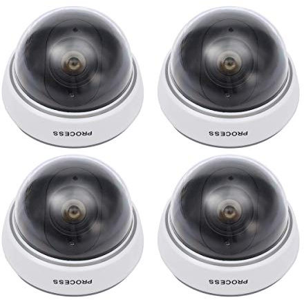 Fegtrtyoa 4 cámaras falsas, cámara de simulación para el hogar, cámara web, luz LED, para interiores y exteriores, vigilancia CCTV para advertencia
