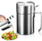 Salsiera Termica In Acciaio Inox,550 ml Salsiera Termica Con Doppio,Salsiera Termica Con Coperchio,Salsiera In 304 Acciaio Inox Per Salsa,Senape,Crema Pasticcera,Ristoranti