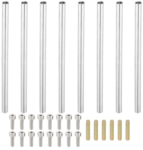 PATIKIL 100mm (3.9) Round Coupling Nuts Kit M4 Threaded Connector Bar | Hardware with Fully Thread Rods Socket Screws for Lamp Model Furniture DIY Repair Part