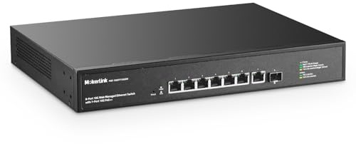 MokerLink 8 porte 10 Gigabit PoE Web Managed Switch con 10G SFP+, 7 porte PoE++ IEEE802.3af/at/bt 260W, Switch di rete gestito montabile su rack