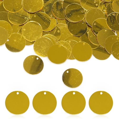850 Stück, 20 mm Pailletten, glitzernd, schillernde Pailletten | Stickerei-Spangles aus PVC für Handwerk, Kunst, DIY, Kleidung, Kleid, Nähen, Schmuckherstellung