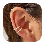 Chriscoco 3Paare Ear Cuff Gold Ohrmanschette Ohrringe Fake Ohrringe Fake Pircing Ohrringe Ohne Ohrloch Clip Ohrringe Damen Fake Helix Knorpel Wrap Earcuff