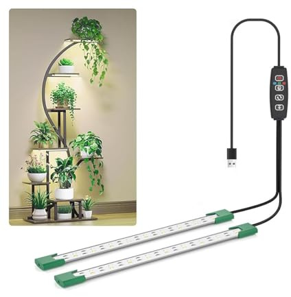 KYUQY Lámpara LED de Cultivo para Plantas, 40 LEDs, Espectro Completo, 4 Niveles de Intensidad, Temporizador Automático, Iluminación Interior (Warm White+White+Blue)