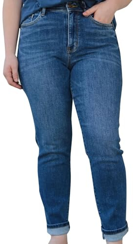 IQYU Damjeans stretch raka ben kort storlek – jeans dam hög midja stretch stora storlekar hög midja jeans boyfriend jeans flare-jeans säckiga jeans höftjeans skinny jeans fritidsbyxor, blå, 3XL