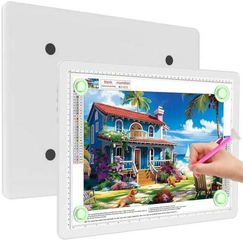 Elice Tableau lumineux magnétique A3 pour peinture diamant, boîte lumineuse LED ultra fine avec boutons latéraux, tampon lumineux super lumineux, table lumineuse pour dessin, croquis, désherbage en