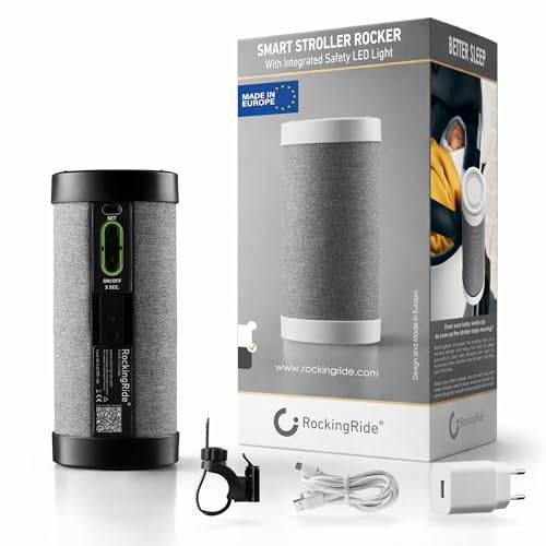 RockingRide PRO mecedor recargable para cochecitos – con luces LED de seguridad integradas, 3 niveles de balanceo y hasta 30 horas de funcionamiento silencioso – carga USB-C – fabricado en la EU