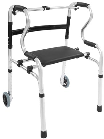 Déambulateur portable pour personnes âgées - Réglable en hauteur - Pliable - Léger - Avec roues - Pour personnes âgées et handicapées - Charge maximale : 100 kg