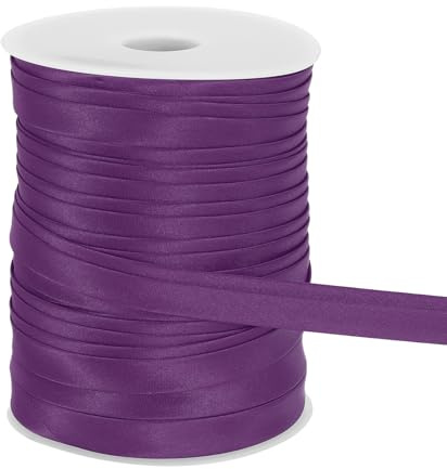 QUARKZMAN Cinta De Sesgo Doble Para Costura 3/5 Pulgada X 55 Yardas Cinta De Raso Pre-Doblada Continua Para Ribetear Acolchar Hacer Dobladillos Ribetes Manualidades DIY Morado Oscuro