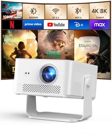 【Android 14 & 800 ANSI】Magcubic Proiettore 4K 8K Supporta, Proiettore Portatile Nativo 1080P con WiFi 6, Bluetooth 5.4, Messa A Fuoco Automatica, Correzione Trapezoidale, Rotazione 180°, HY450Max