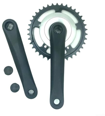 Juego de 42 38 dientes y manivela de aleación de aluminio para bicicletas plegables con brazo de manivela de 170 mm de longitud (negro+plata 38T)