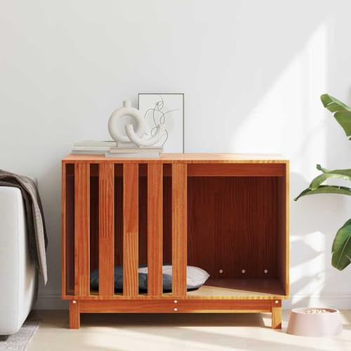 LoogCape Hundkoja vaxbrun 90 x 60 x 67 cm massiv furu för inomhus- och utomhusbruk, väderbeständig, isolerat hundhus med enkel konstruktion, hållbart skydd för aktiva hundar