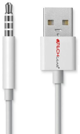 TECHGEAR Cable USB de sincronización de datos y carga compatible con Apple iPod Shuffle y Shuffle Clip de 3ª generación y 4ª generación
