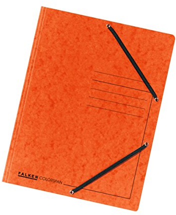 Original Falken Premium Einschlagmappe. Made in Germany. Juris-Mappe aus extra starkem Colorspan-Karton mit 3 Innenklappen und 2 Gummizügen DIN A4 orange für Büro und Schule