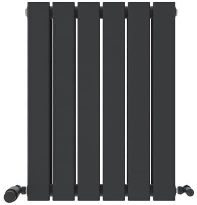 iBathUK Apex Wall Mounted Horizontal Double Slim Flat Panel Radiator, Steel Hydronic Central Heating, Modern Designer Radiator for Bathroom in Matt Anthracite, 600x456mm