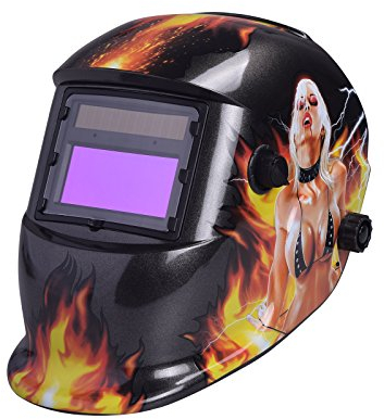 Nuzamas Masque de soudage obscurcissant à énergie solaire - Protection du visage pour Arc Tig Mig - Coupe plasma - Plage de nuances réglable DIN4/9-13 - Protection UV/IV DIN16 - Fille sur le feu