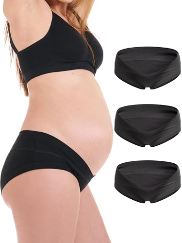 Herzmutter Mutande Premaman Cotone - Oeko Tex 100 - Set da 3 - Gravidanza - Mutandine Premaman - Slip maternità - 5730 (XL, 3X Nero)