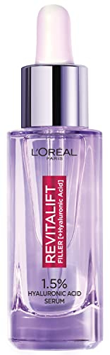 L'Oréal Paris Revitalift Filler Hyaluronic Acid Serum [1.5% Pure Concentrated Micro-Epidermic Hyaluronic Acid], Dropper Serum, Intensely Hydrates & Replumps, Visibly Reduces Fine Lines & Wrinkles