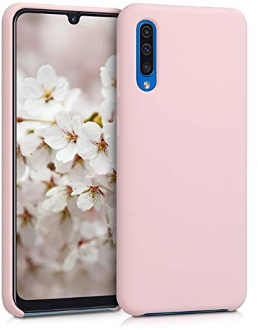 kwmobile Hülle kompatibel mit Samsung Galaxy A50 Hülle - Silikon Handy Case - Handyhülle weiche Oberfläche - kabelloses Laden - Altrosa matt