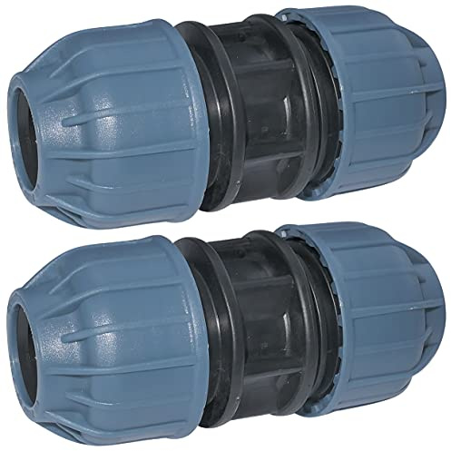 AERZETIX - Set di 2 Manicotti/Raccordi di Riparazione a Compressione Ø20mm 10 Bar per Tubo Acqua - Connettore/Riparatore per Tubo Giardino/Irrigazione - in Polipropilene - C51159